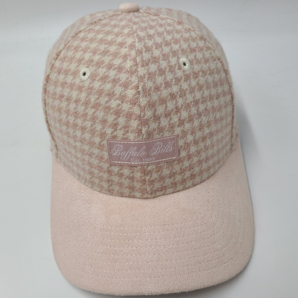 Women Buffalo Bills Hat Strapback New Era 9Forty Pink Cream NFL Logo Houndstooth